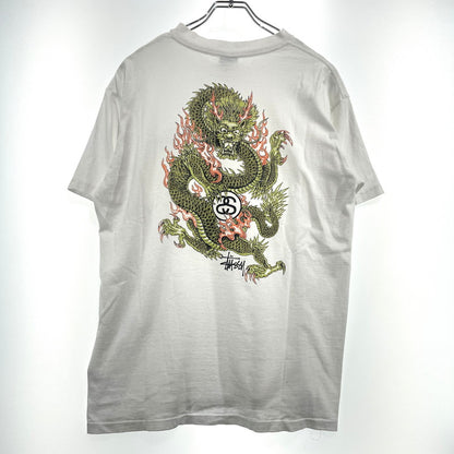 【中古品】【メンズ】 STUSSY ステューシー 90’s DRAGON PRINT LOGO SS TEE 90年代 "2代目ドラゴン" プリント ロゴ ショートスリーブ Tシャツ 半袖 トップス 142-261012-yo-17-teih サイズ：L カラー：ホワイト 万代Net店
