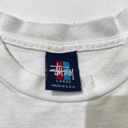 【中古品】【メンズ】 STUSSY ステューシー 90’s DRAGON PRINT LOGO SS TEE 90年代 "2代目ドラゴン" プリント ロゴ ショートスリーブ Tシャツ 半袖 トップス 142-261012-yo-17-teih サイズ：L カラー：ホワイト 万代Net店