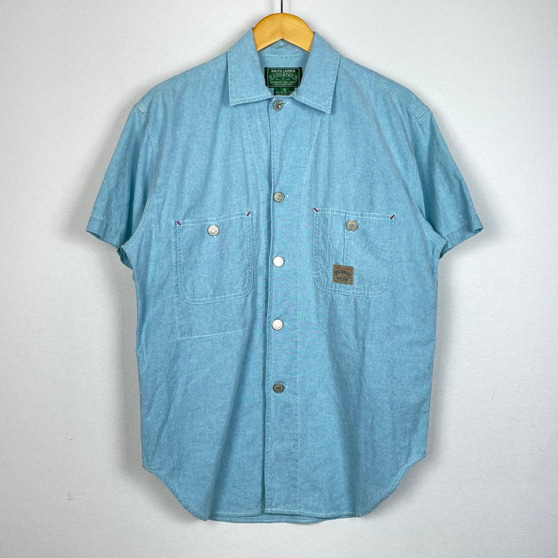 【中古品】【メンズ】 RALPH LAUREN COUNTRY ラルフ ローレン カントリー CHAMBRAY S/S SHIRTシャンブレー ショートスリーブ シャツ 半袖 トップス 147-261011-sa-13-teih サイズ：S カラー：ブルー系 万代Net店