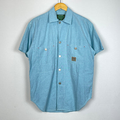 【中古品】【メンズ】 RALPH LAUREN COUNTRY ラルフ ローレン カントリー CHAMBRAY S/S SHIRTシャンブレー ショートスリーブ シャツ 半袖 トップス 147-261011-sa-13-teih サイズ：S カラー：ブルー系 万代Net店