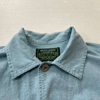 【中古品】【メンズ】 RALPH LAUREN COUNTRY ラルフ ローレン カントリー CHAMBRAY S/S SHIRTシャンブレー ショートスリーブ シャツ 半袖 トップス 147-261011-sa-13-teih サイズ：S カラー：ブルー系 万代Net店