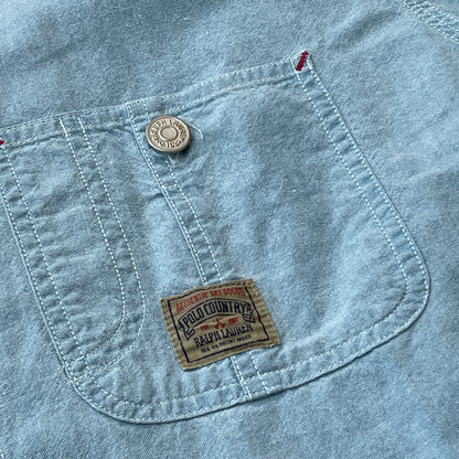 【中古品】【メンズ】 RALPH LAUREN COUNTRY ラルフ ローレン カントリー CHAMBRAY S/S SHIRTシャンブレー ショートスリーブ シャツ 半袖 トップス 147-261011-sa-13-teih サイズ：S カラー：ブルー系 万代Net店