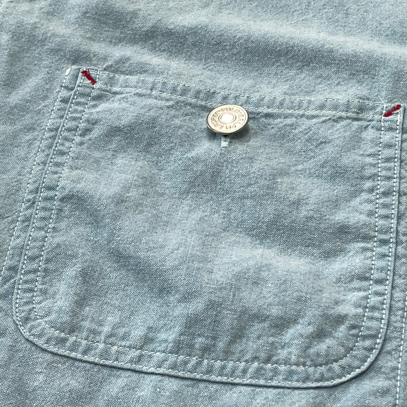 【中古品】【メンズ】 RALPH LAUREN COUNTRY ラルフ ローレン カントリー CHAMBRAY S/S SHIRTシャンブレー ショートスリーブ シャツ 半袖 トップス 147-261011-sa-13-teih サイズ：S カラー：ブルー系 万代Net店