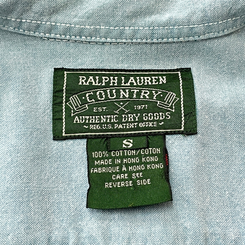 【中古品】【メンズ】 RALPH LAUREN COUNTRY ラルフ ローレン カントリー CHAMBRAY S/S SHIRTシャンブレー ショートスリーブ シャツ 半袖 トップス 147-261011-sa-13-teih サイズ：S カラー：ブルー系 万代Net店