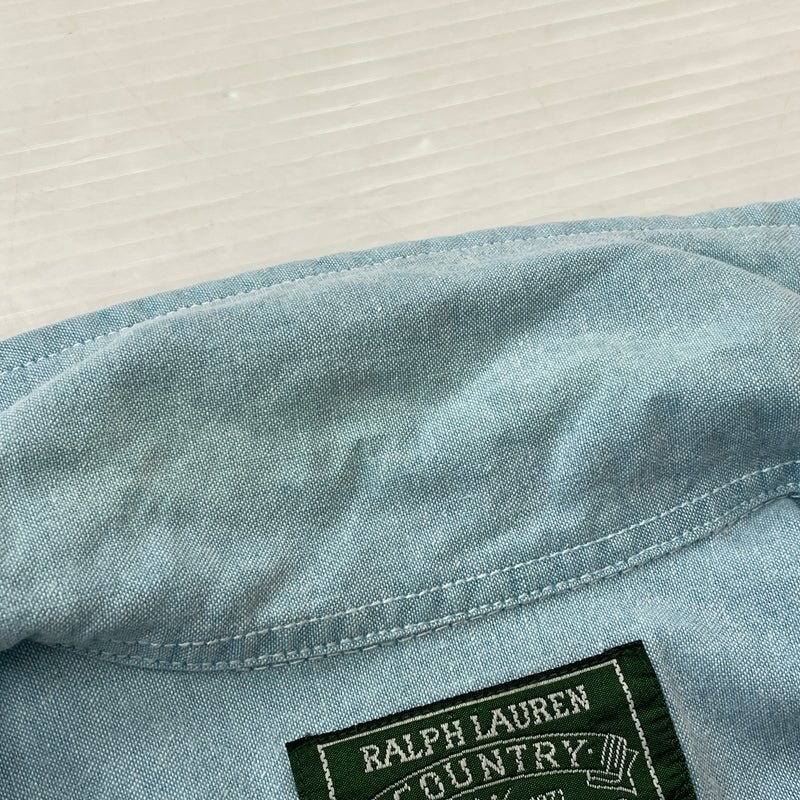 【中古品】【メンズ】 RALPH LAUREN COUNTRY ラルフ ローレン カントリー CHAMBRAY S/S SHIRTシャンブレー ショートスリーブ シャツ 半袖 トップス 147-261011-sa-13-teih サイズ：S カラー：ブルー系 万代Net店