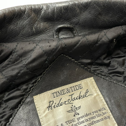 【現状渡し品】【メンズ】 TIME&TIDE タイム アンド タイド COW LEATHER DOUBLE JACKET カウ レザー ダブル ジャケット アウター 145-261011-sa-01-teih サイズ：M カラー：ブラック 万代Net店