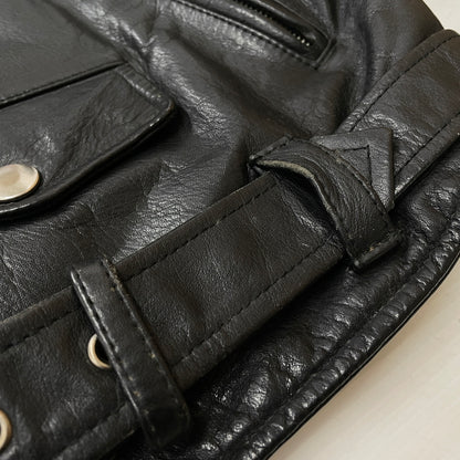 【現状渡し品】【メンズ】 TIME&TIDE タイム アンド タイド COW LEATHER DOUBLE JACKET カウ レザー ダブル ジャケット アウター 145-261011-sa-01-teih サイズ：M カラー：ブラック 万代Net店