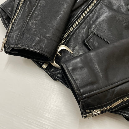 【現状渡し品】【メンズ】 TIME&TIDE タイム アンド タイド COW LEATHER DOUBLE JACKET カウ レザー ダブル ジャケット アウター 145-261011-sa-01-teih サイズ：M カラー：ブラック 万代Net店