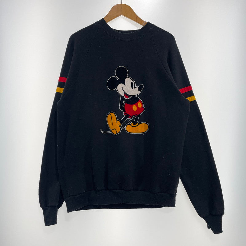 【中古品】【メンズ】 DISNEY ディズニー 80's MICKEY FLOCK PRINT SWEAT SHIRT VINTAGE 80年代 ミッキー フロッキープリント スウェット シャツ 長袖 トップス トレーナー ヴィンテージ 145-261014-yo-20-teih サイズ：XL カラー：ブラック 万代Net店
