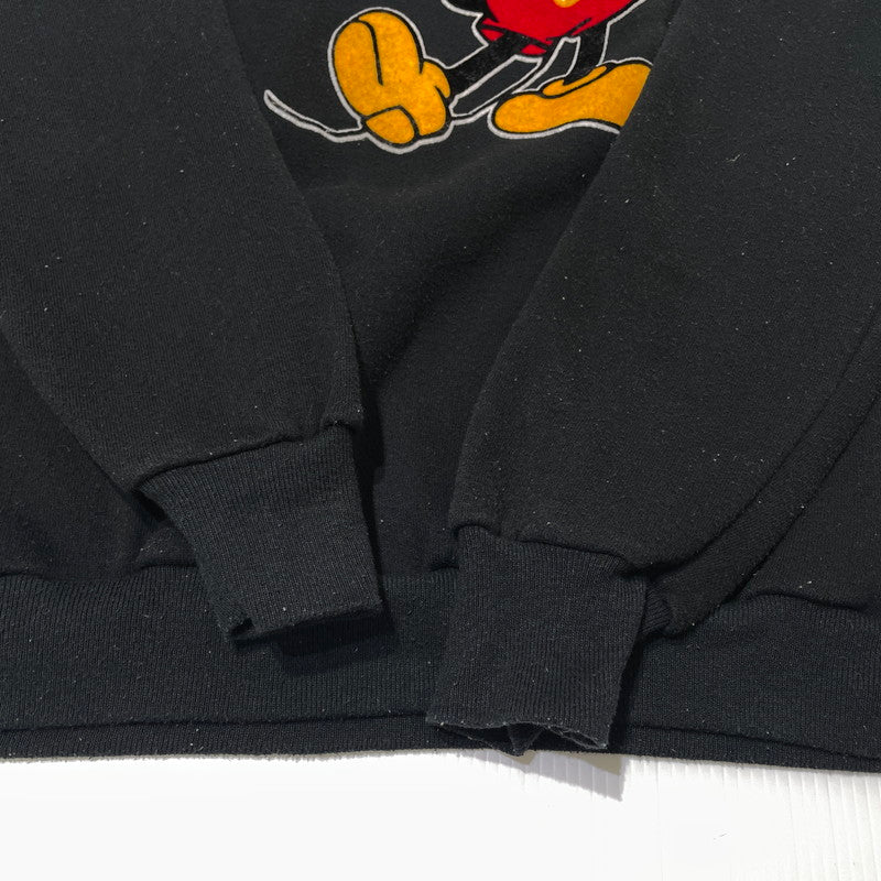 【中古品】【メンズ】 DISNEY ディズニー 80's MICKEY FLOCK PRINT SWEAT SHIRT VINTAGE 80年代 ミッキー フロッキープリント スウェット シャツ 長袖 トップス トレーナー ヴィンテージ 145-261014-yo-20-teih サイズ：XL カラー：ブラック 万代Net店