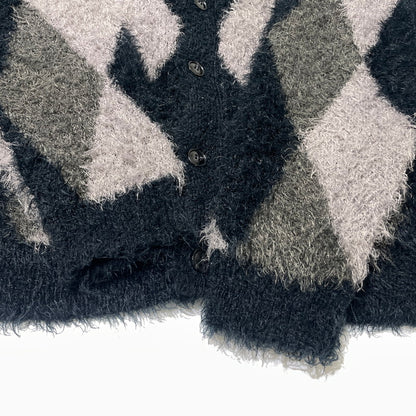 【中古品】【メンズ】 RE:NUMBER(N)INE リ ナンバーナイン FEATHERY YARN ARGYLE JACQYARD KNIT CARDIGAN NMBcd613 フェザーヤーン アーガイルジャガード ニットカーディガン トップス 140-261012-yo-06-teih サイズ：4 カラー：ダークグレー 万代Net店
