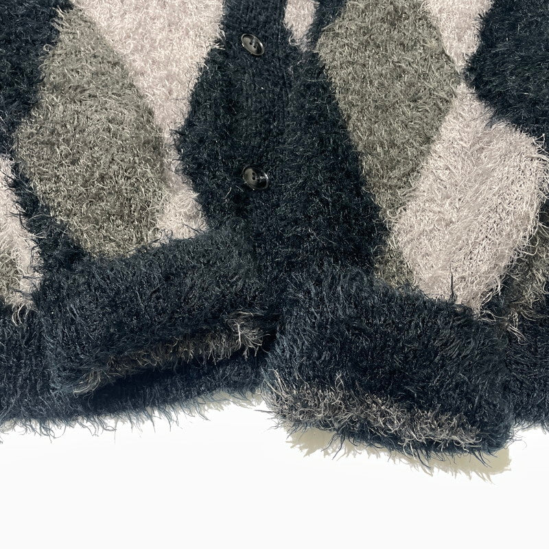 【中古品】【メンズ】 RE:NUMBER(N)INE リ ナンバーナイン FEATHERY YARN ARGYLE JACQYARD KNIT CARDIGAN NMBcd613 フェザーヤーン アーガイルジャガード ニットカーディガン トップス 140-261012-yo-06-teih サイズ：4 カラー：ダークグレー 万代Net店