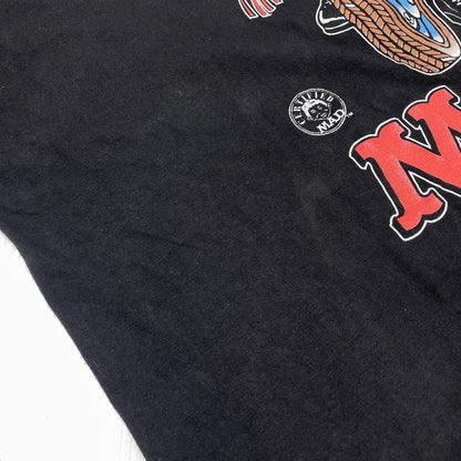【中古品】【メンズ】 CHAMP チャンプ 90's MAD MAGAZINE "ALFRED E.NEUMAN" PRINT TEE 90年代 マッド マガジン アルフレッド・E・ニューマン プリント Tシャツ 半袖 トップス 145-261014-yo-19-teih サイズ：XL カラー：ブラック 万代Net店