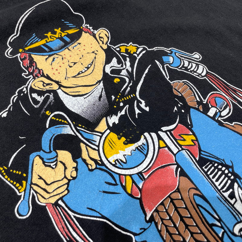 【中古品】【メンズ】 CHAMP チャンプ 90's MAD MAGAZINE "ALFRED E.NEUMAN" PRINT TEE 90年代 マッド マガジン アルフレッド・E・ニューマン プリント Tシャツ 半袖 トップス 145-261014-yo-19-teih サイズ：XL カラー：ブラック 万代Net店