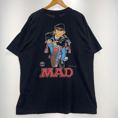 【中古品】【メンズ】 CHAMP チャンプ 90's MAD MAGAZINE "ALFRED E.NEUMAN" PRINT TEE 90年代 マッド マガジン アルフレッド・E・ニューマン プリント Tシャツ 半袖 トップス 145-261014-yo-19-teih サイズ：XL カラー：ブラック 万代Net店