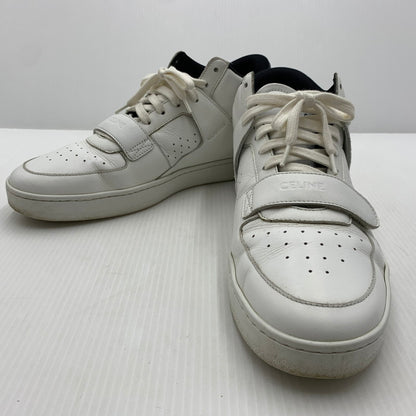 【中古品】【メンズ】 CELINE セリーヌ MIDDLE CUT SNEAKERS MU1200 ミドル カット スニーカー 靴 シューズ ミドルハイ 183-261014-ko-07-teih サイズ：43 カラー：ホワイト 万代Net店