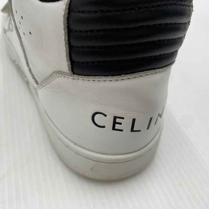 【中古品】【メンズ】 CELINE セリーヌ MIDDLE CUT SNEAKERS MU1200 ミドル カット スニーカー 靴 シューズ ミドルハイ 183-261014-ko-07-teih サイズ：43 カラー：ホワイト 万代Net店