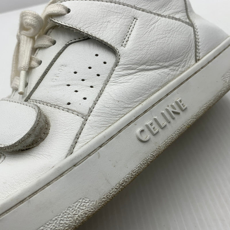 【中古品】【メンズ】 CELINE セリーヌ MIDDLE CUT SNEAKERS MU1200 ミドル カット スニーカー 靴 シューズ ミドルハイ 183-261014-ko-07-teih サイズ：43 カラー：ホワイト 万代Net店