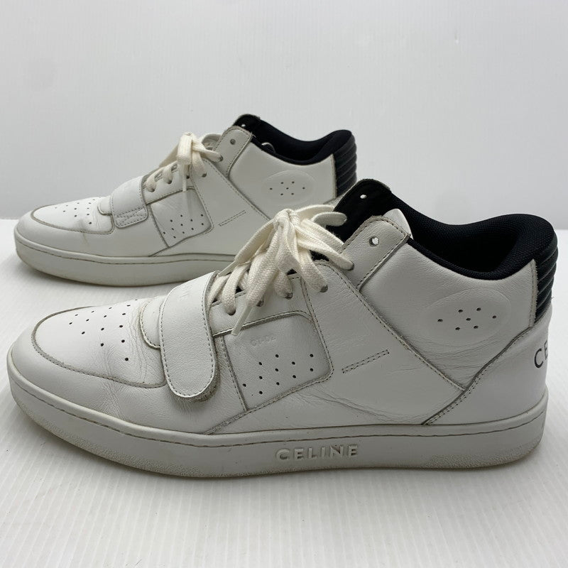 【中古品】【メンズ】 CELINE セリーヌ MIDDLE CUT SNEAKERS MU1200 ミドル カット スニーカー 靴 シューズ ミドルハイ 183-261014-ko-07-teih サイズ：43 カラー：ホワイト 万代Net店