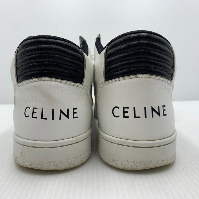 【中古品】【メンズ】 CELINE セリーヌ MIDDLE CUT SNEAKERS MU1200 ミドル カット スニーカー 靴 シューズ ミドルハイ 183-261014-ko-07-teih サイズ：43 カラー：ホワイト 万代Net店