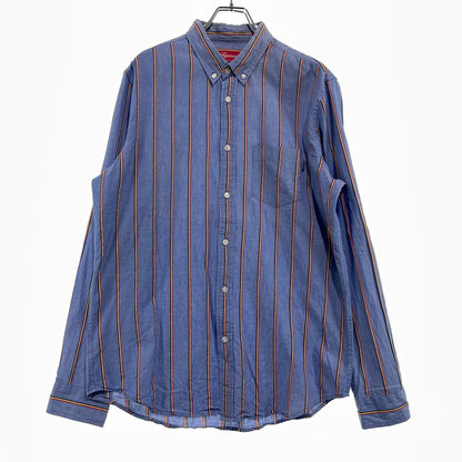 【中古品】【メンズ】 Supreme シュプリーム STRIPE L/S SHIRT ストライプ ロングスリーブ シャツ 長袖 トップス 149-261012-yo-08-teih サイズ：L カラー：ブルー 万代Net店