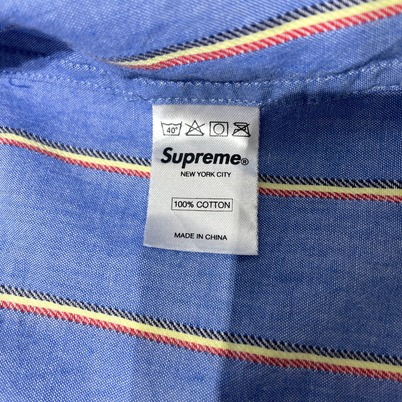 【中古品】【メンズ】 Supreme シュプリーム STRIPE L/S SHIRT ストライプ ロングスリーブ シャツ 長袖 トップス 149-261012-yo-08-teih サイズ：L カラー：ブルー 万代Net店