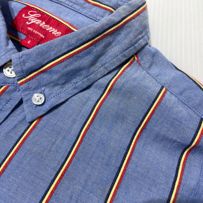 【中古品】【メンズ】 Supreme シュプリーム STRIPE L/S SHIRT ストライプ ロングスリーブ シャツ 長袖 トップス 149-261012-yo-08-teih サイズ：L カラー：ブルー 万代Net店