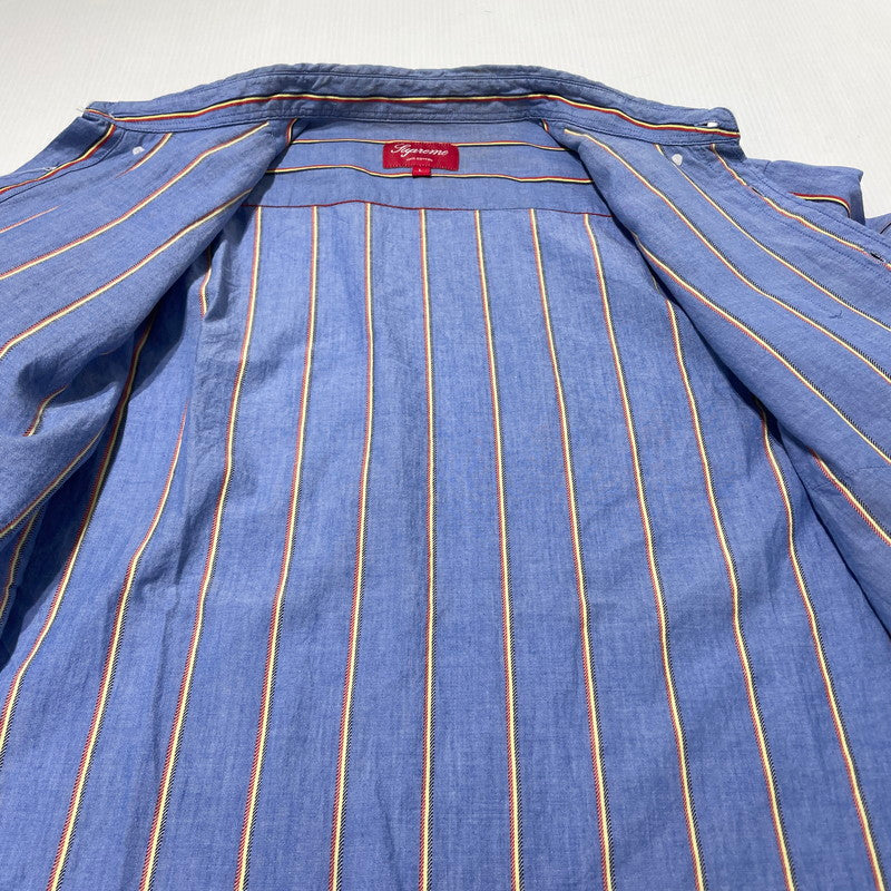 【中古品】【メンズ】 Supreme シュプリーム STRIPE L/S SHIRT ストライプ ロングスリーブ シャツ 長袖 トップス 149-261012-yo-08-teih サイズ：L カラー：ブルー 万代Net店
