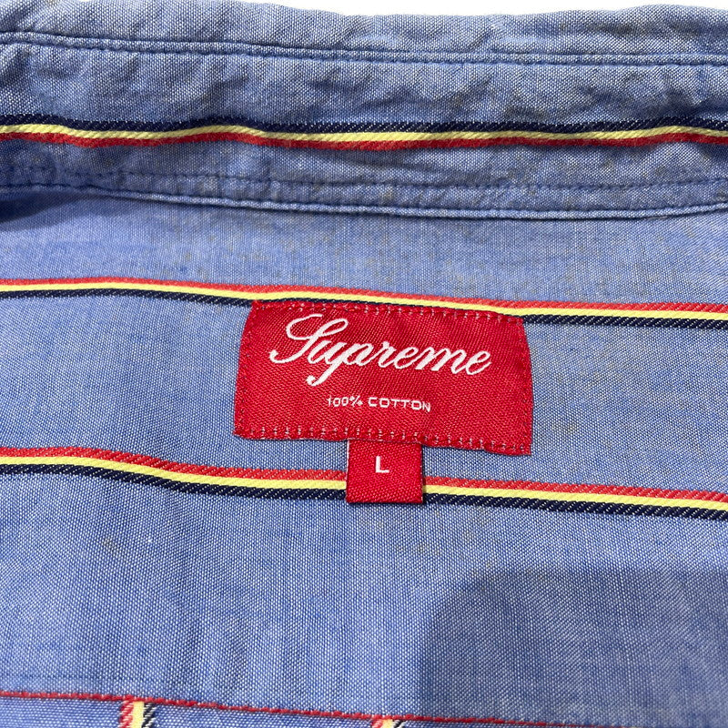【中古品】【メンズ】 Supreme シュプリーム STRIPE L/S SHIRT ストライプ ロングスリーブ シャツ 長袖 トップス 149-261012-yo-08-teih サイズ：L カラー：ブルー 万代Net店