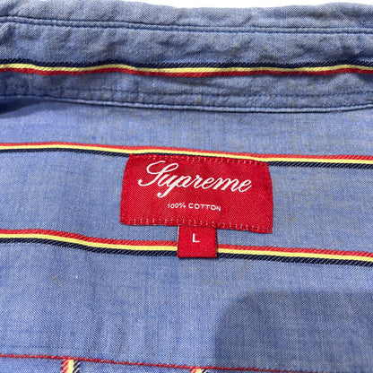 【中古品】【メンズ】 Supreme シュプリーム STRIPE L/S SHIRT ストライプ ロングスリーブ シャツ 長袖 トップス 149-261012-yo-08-teih サイズ：L カラー：ブルー 万代Net店