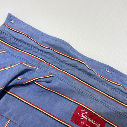 【中古品】【メンズ】 Supreme シュプリーム STRIPE L/S SHIRT ストライプ ロングスリーブ シャツ 長袖 トップス 149-261012-yo-08-teih サイズ：L カラー：ブルー 万代Net店
