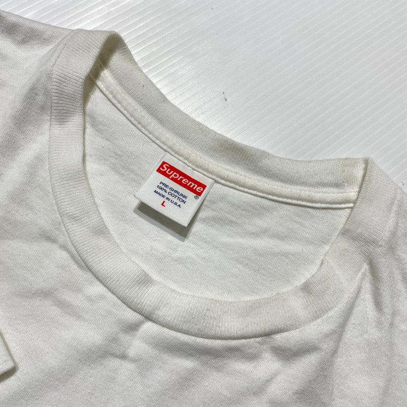 【中古品】【メンズ】 Supreme シュプリーム 21SS KAWS CHALK LOGO TEE カウズ チョーク ロゴ Tシャツ 半袖 トップス 149-261012-yo-09-teih サイズ：L カラー：ホワイト 万代Net店