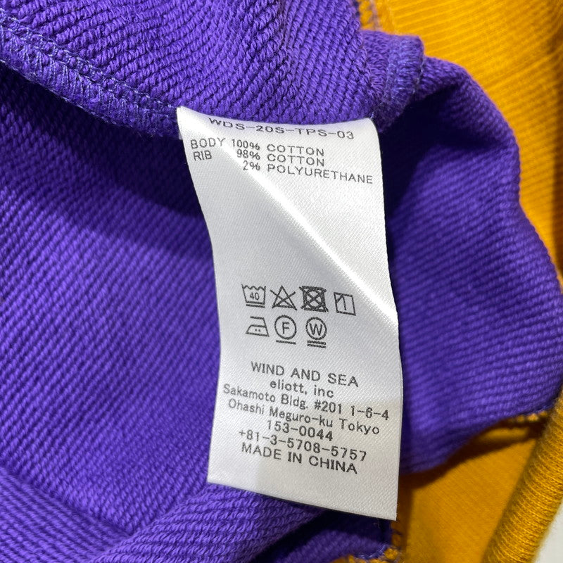 【中古品】【メンズ】 WINDANDSEA ウィンダンシー LOGO HOODIE WDS-20S-TPS-03 ロゴ フーディ 長袖 トップス プルーオーバー パーカー 142-261012-yo-14-teih サイズ：S カラー：パープル/イエロー 万代Net店