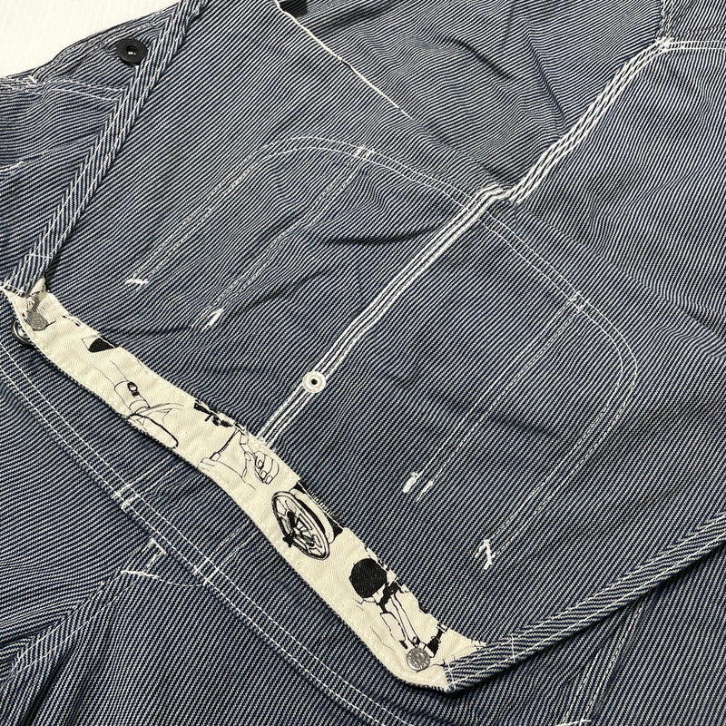 【中古品】【メンズ】 SAMURAI CLUB サムライ自動車倶楽部 HICKORY STRIPE OVERALLS SMOVAL-10 ヒッコリー ストライプ オーバーオール ボトムス オールインワン 145-261014-yo-05-teih サイズ：XS 万代Net店