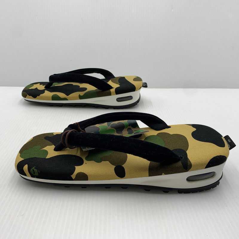 【中古品】【メンズ】 A BATHING APE アベイシングエイプ × goyemon ゴエモン 別注 コラボ 1ST CAMO UNDA ファースト カモ 雲駄 靴 サンダル 雪駄 164-261014-ko-19-teih サイズ：M カラー：カモ柄 万代Net店