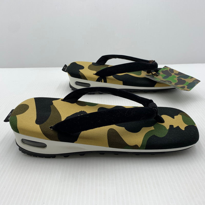 【中古品】【メンズ】 A BATHING APE アベイシングエイプ × goyemon ゴエモン 別注 コラボ 1ST CAMO UNDA ファースト カモ 雲駄 靴 サンダル 雪駄 164-261014-ko-19-teih サイズ：M カラー：カモ柄 万代Net店