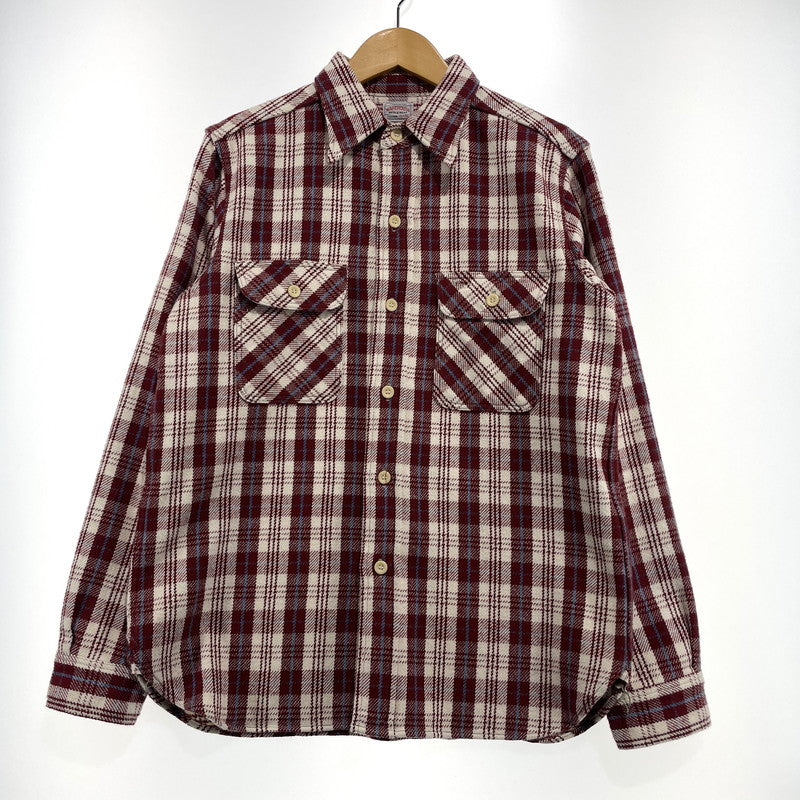 【中古品】【メンズ】 WAREHOUSE ウエアハウス FLANNEL SHIRT "E柄" LOT3104 フランネル シャツ 長袖 トップス 145-261014-yo-13-teih サイズ：M(15-15 1/2) カラー：レッド 万代Net店