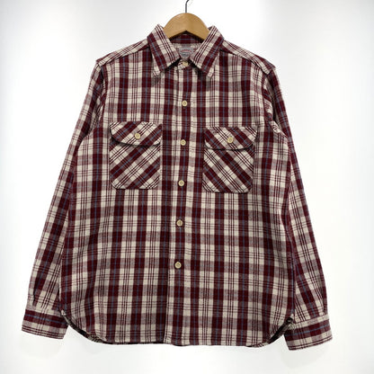【中古品】【メンズ】 WAREHOUSE ウエアハウス FLANNEL SHIRT "E柄" LOT3104 フランネル シャツ 長袖 トップス 145-261014-yo-13-teih サイズ：M(15-15 1/2) カラー：レッド 万代Net店