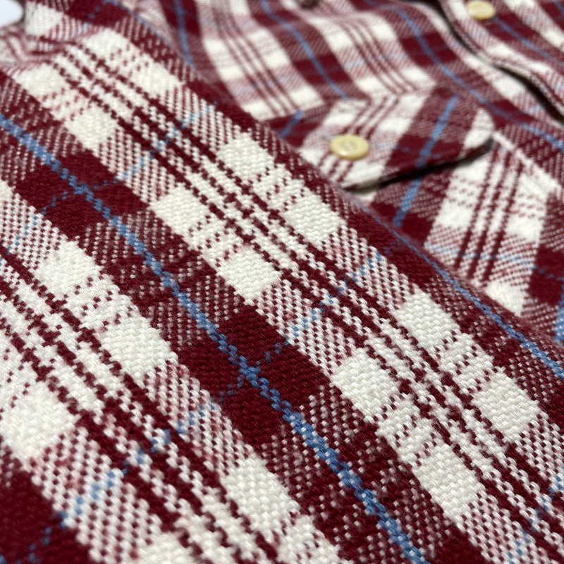 【中古品】【メンズ】 WAREHOUSE ウエアハウス FLANNEL SHIRT "E柄" LOT3104 フランネル シャツ 長袖 トップス 145-261014-yo-13-teih サイズ：M(15-15 1/2) カラー：レッド 万代Net店