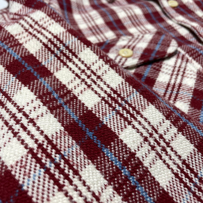 【中古品】【メンズ】 WAREHOUSE ウエアハウス FLANNEL SHIRT "E柄" LOT3104 フランネル シャツ 長袖 トップス 145-261014-yo-13-teih サイズ：M(15-15 1/2) カラー：レッド 万代Net店