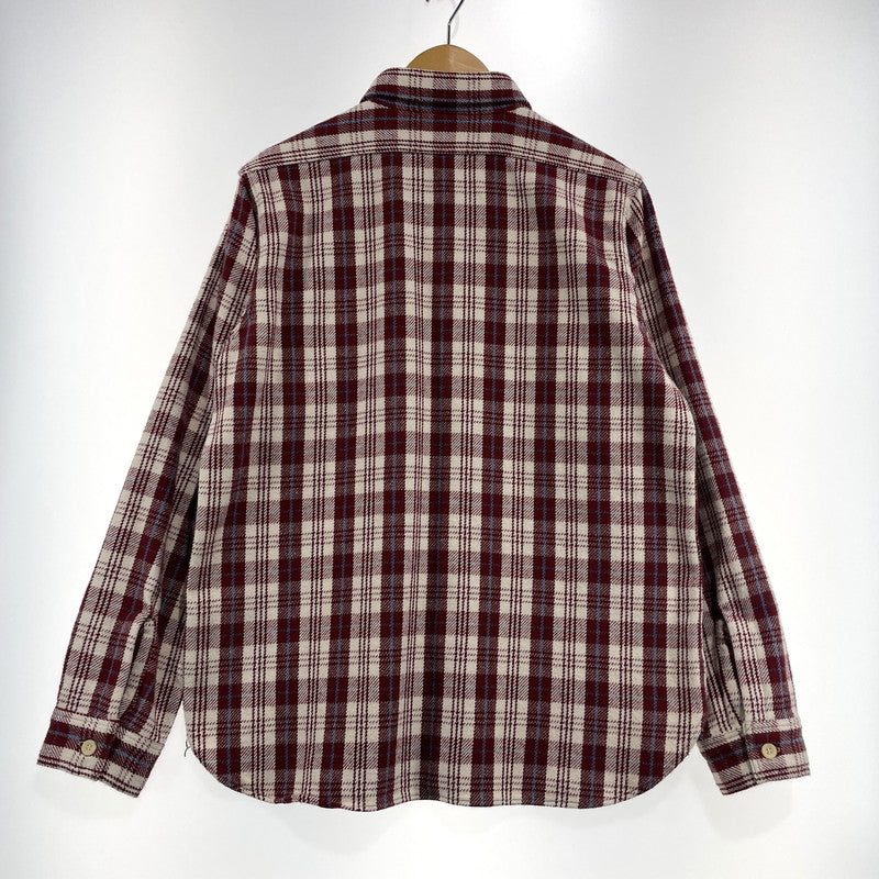 【中古品】【メンズ】 WAREHOUSE ウエアハウス FLANNEL SHIRT "E柄" LOT3104 フランネル シャツ 長袖 トップス 145-261014-yo-13-teih サイズ：M(15-15 1/2) カラー：レッド 万代Net店