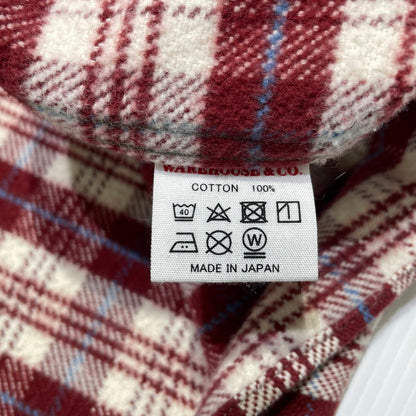 【中古品】【メンズ】 WAREHOUSE ウエアハウス FLANNEL SHIRT "E柄" LOT3104 フランネル シャツ 長袖 トップス 145-261014-yo-13-teih サイズ：M(15-15 1/2) カラー：レッド 万代Net店