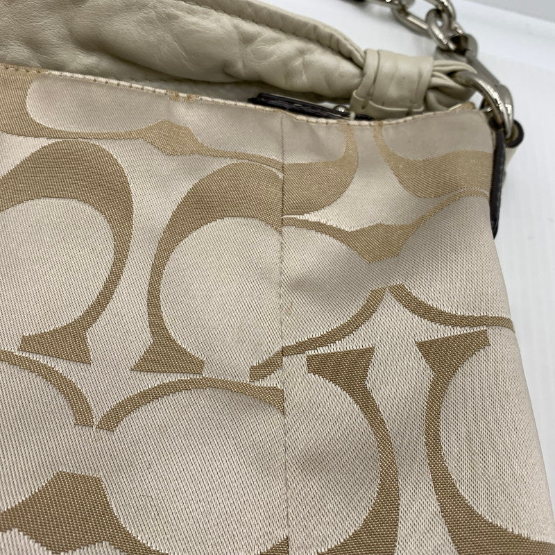 【中古品】【レディース】 COACH コーチ シグネチャー クリスティン キャンバス ショルダーバッグ カバン トートバッグ 180-261016-ko-07-teih カラー：ベージュ系 万代Net店