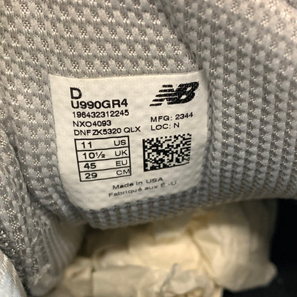 【中古品】【メンズ】 NEW BALANCE ニューバランス U990GR4 スニーカー 靴 162-261030-mh-13-fuzh サイズ：29cm カラー：グレー 万代Net店