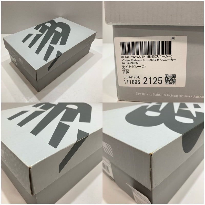 【中古品】【メンズ】 NEW BALANCE ニューバランス U990GR4 スニーカー 靴 162-261030-mh-13-fuzh サイズ：29cm カラー：グレー 万代Net店
