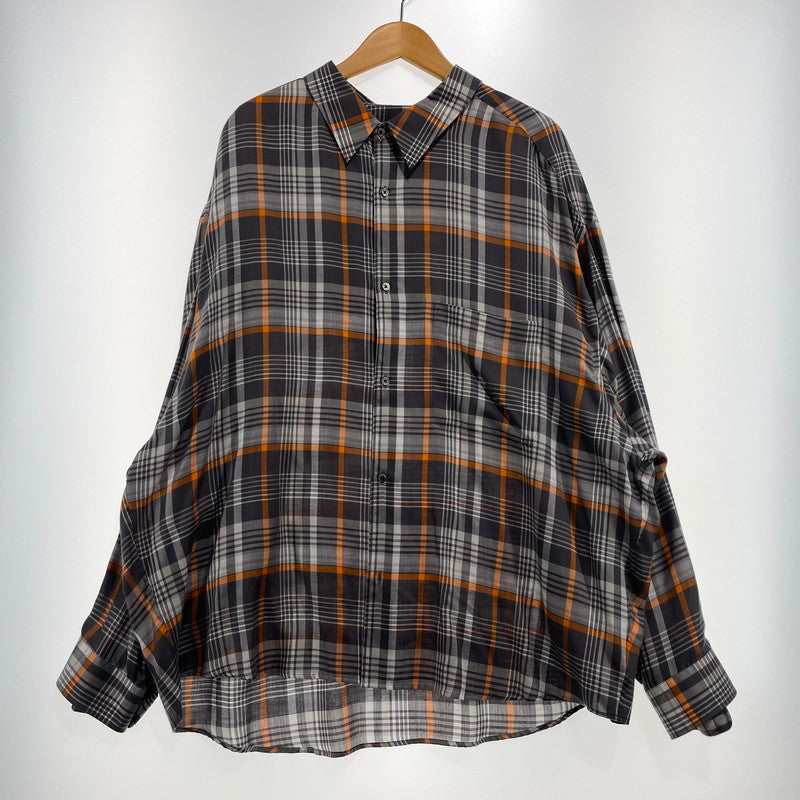 【中古品】【メンズ】 GRAPHPAPER グラフペーパー 20AW TENCEL CHECK REGULAR COLLAR BIG SLEEVE SHIRT GM203-50061 テンセル チェック レギュラーカラー ビッグ スリーブ シャツ 長袖 トップス 140-261014-yo-15-teih サイズ：F カラー：グレー/オレンジ 万代Net店