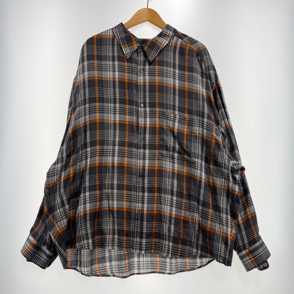 【中古品】【メンズ】 GRAPHPAPER グラフペーパー 20AW TENCEL CHECK REGULAR COLLAR BIG SLEEVE SHIRT GM203-50061 テンセル チェック レギュラーカラー ビッグ スリーブ シャツ 長袖 トップス 140-261014-yo-15-teih サイズ：F カラー：グレー/オレンジ 万代Net店