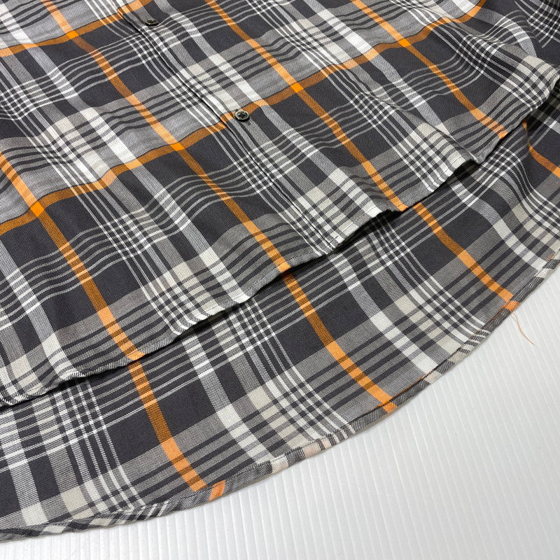 【中古品】【メンズ】 GRAPHPAPER グラフペーパー 20AW TENCEL CHECK REGULAR COLLAR BIG SLEEVE SHIRT GM203-50061 テンセル チェック レギュラーカラー ビッグ スリーブ シャツ 長袖 トップス 140-261014-yo-15-teih サイズ：F カラー：グレー/オレンジ 万代Net店