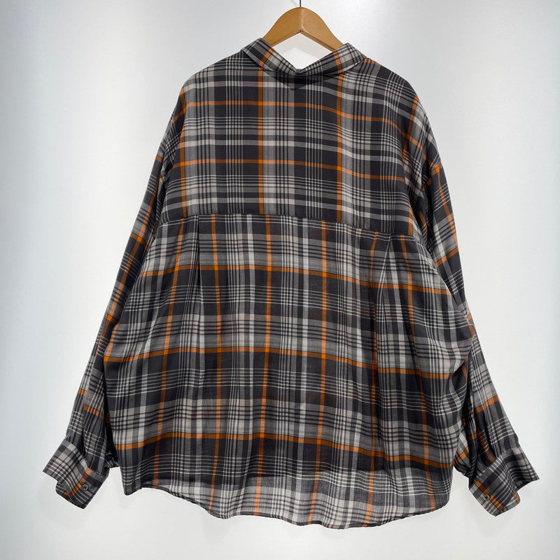 【中古品】【メンズ】 GRAPHPAPER グラフペーパー 20AW TENCEL CHECK REGULAR COLLAR BIG SLEEVE SHIRT GM203-50061 テンセル チェック レギュラーカラー ビッグ スリーブ シャツ 長袖 トップス 140-261014-yo-15-teih サイズ：F カラー：グレー/オレンジ 万代Net店