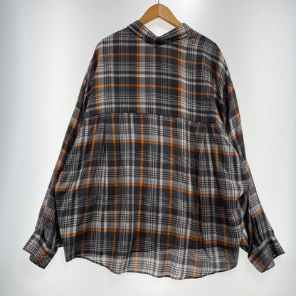 【中古品】【メンズ】 GRAPHPAPER グラフペーパー 20AW TENCEL CHECK REGULAR COLLAR BIG SLEEVE SHIRT GM203-50061 テンセル チェック レギュラーカラー ビッグ スリーブ シャツ 長袖 トップス 140-261014-yo-15-teih サイズ：F カラー：グレー/オレンジ 万代Net店